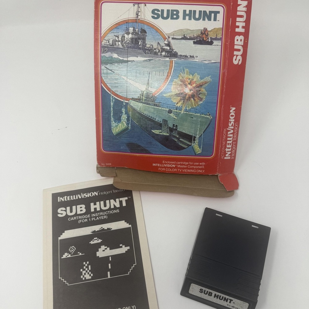 Vintage Sub Hunt Intellivision Video Game 1981 Box Manual Complete CIB‎ Classic
